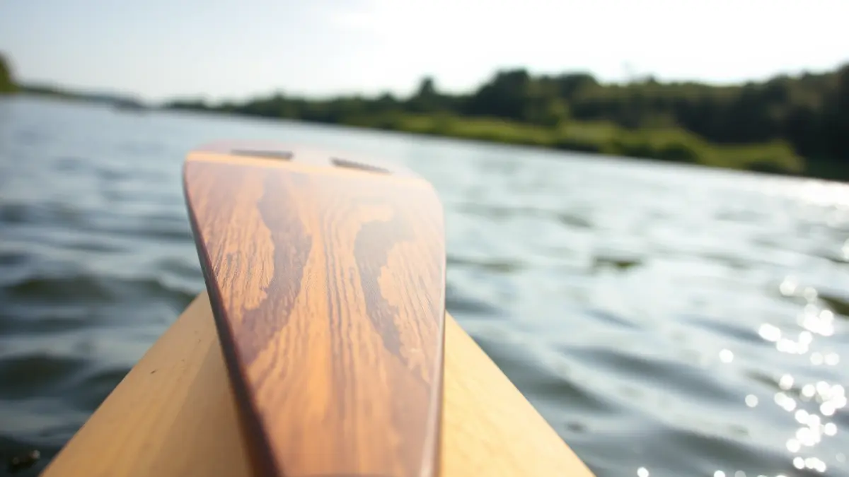 Irudi generikoa arraunlari baten arraunaren gainean, ur lasai baten ertzean.