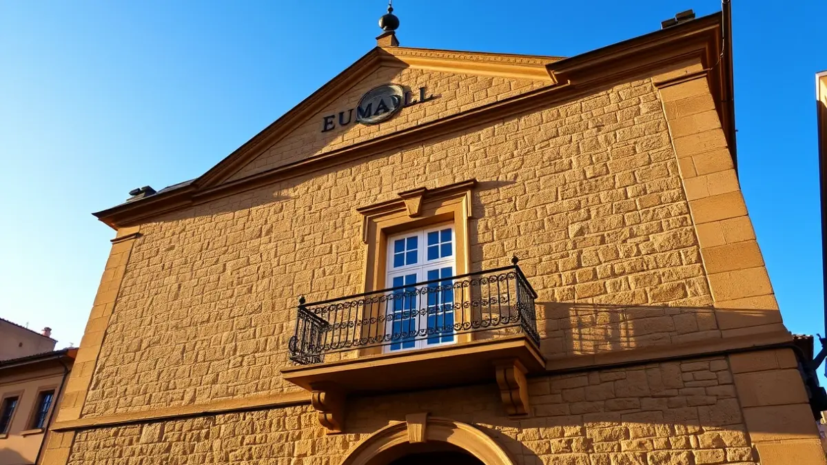 Orioko udaletxearen irudi generikoa, eguzki argitan.