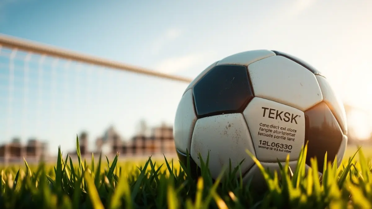 Irudi generikoa: futbol-baloi bat belar berdean, atzealdean ate-sare lausoa duela.