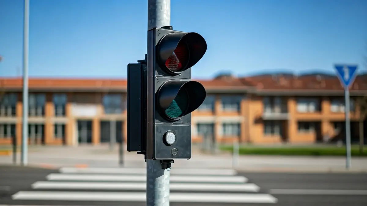 Image of a new traffic light in Ortuella, with pedestrian buttons and acoustic signals for visually impaired people.