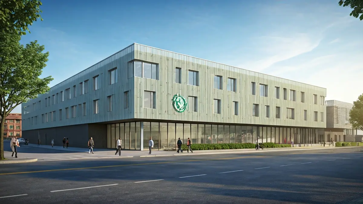 Imagen genérica de la fachada de un centro de salud moderno con grandes ventanales y acceso accesible.