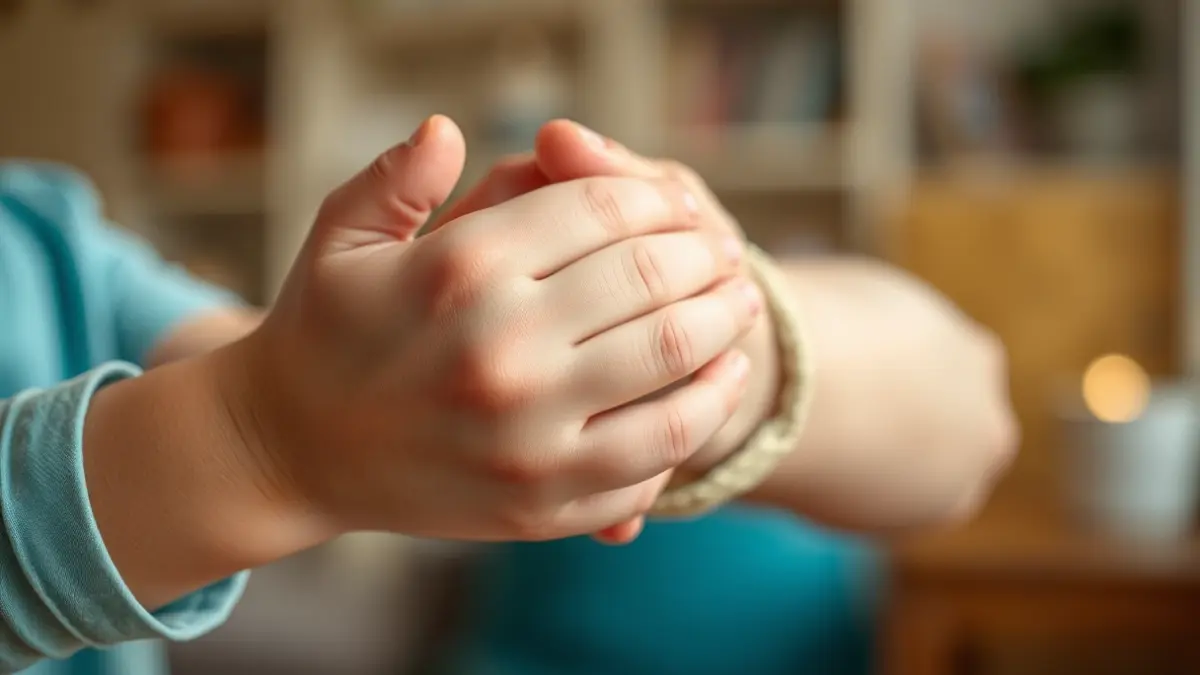 Generic image of a child's hand holding an adult's hand, symbolizing care and support.