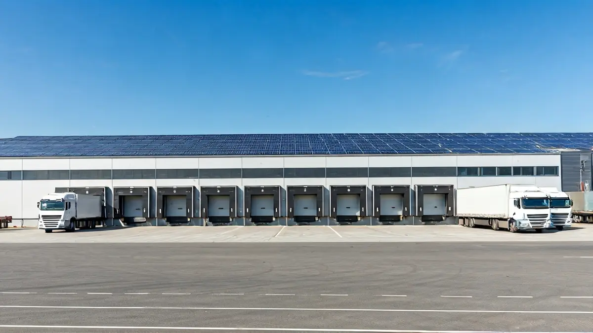 Irudi generikoa logistika plataforma moderno baten kanpoaldekoa, Euskadiko landa-ingurune batean.