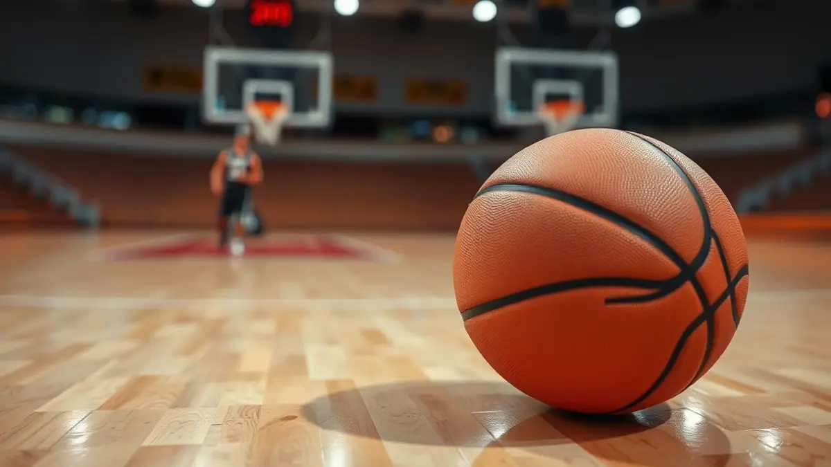 Saskibaloi baloi baten irudi generikoa, zoru leundu batean, atzealdean saskia lausotuta.