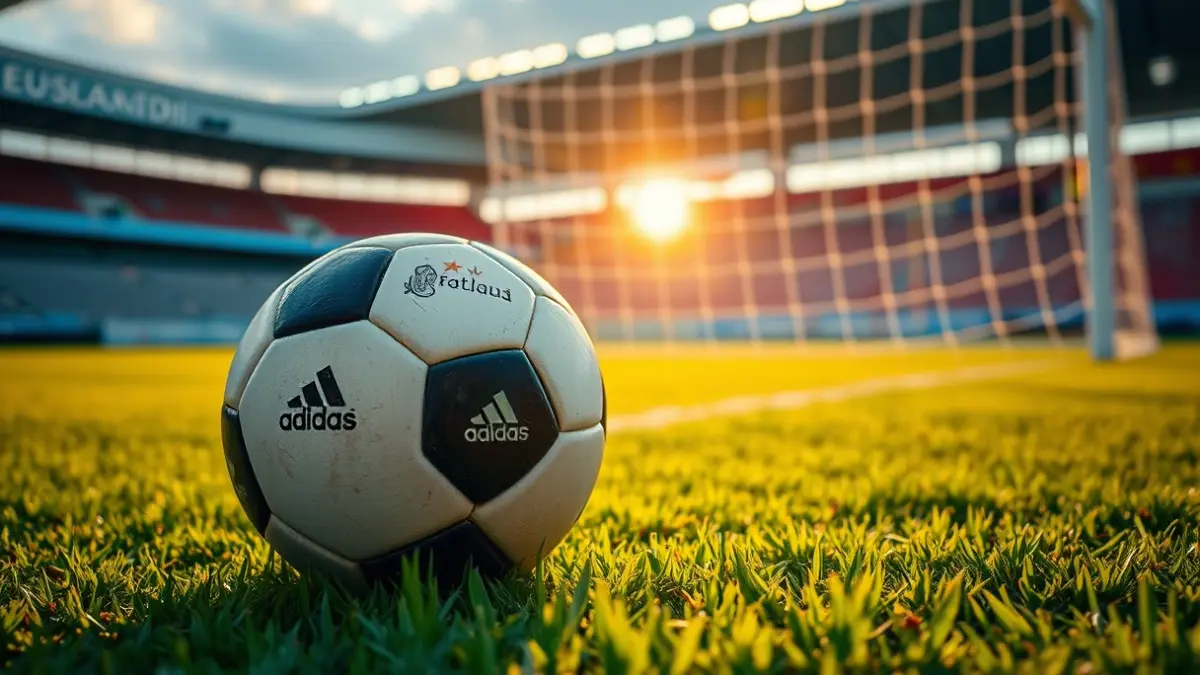Imagen genérica de un balón de fútbol en un campo, con una red de portería difuminada al fondo.