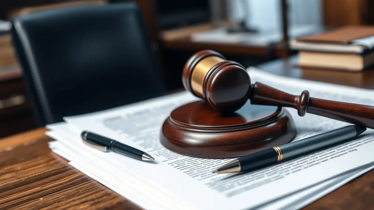 Imagen genérica de documentos legales y un mazo sobre una mesa, simbolizando un proceso legal.