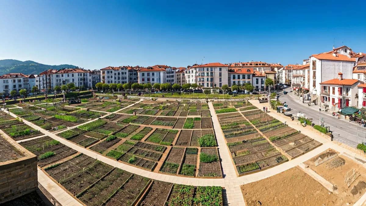 Generic image of an aerial view of the first phase of the community garden park completed in Pasaia.