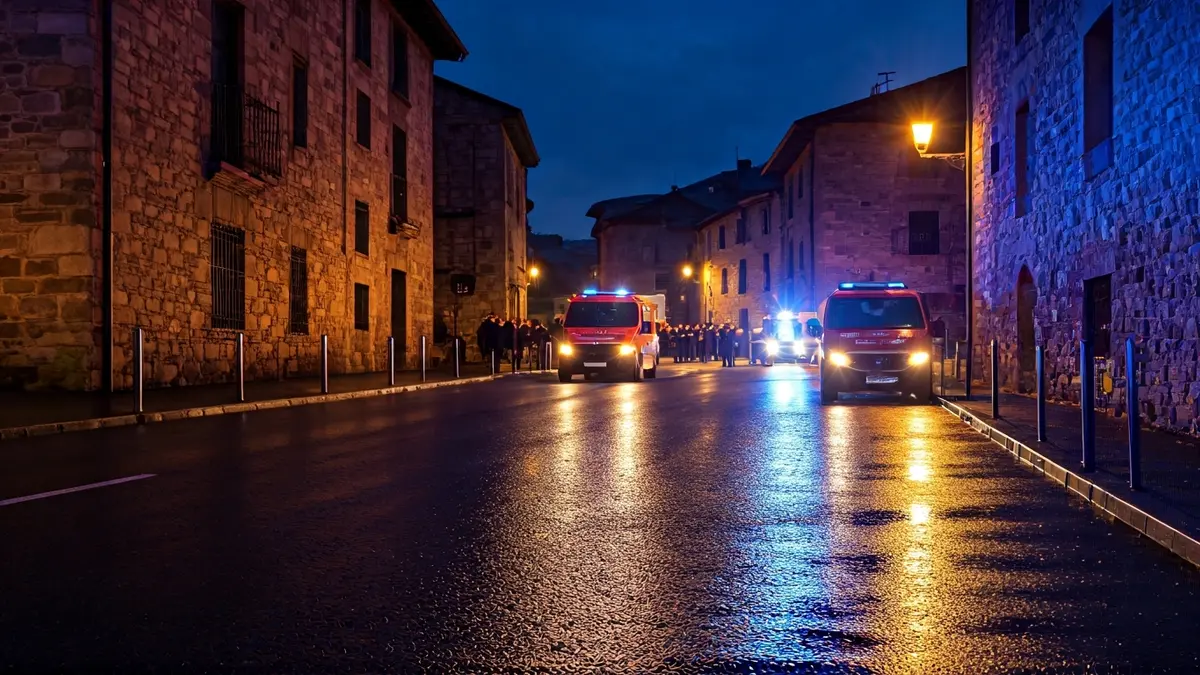 Generic image of emergency lights reflecting at dusk in Trapagaran.