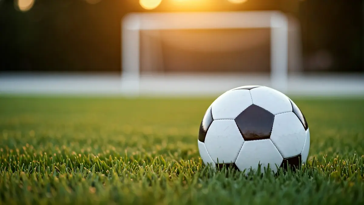 Irudi generikoa futbol-baloi bat belar gainean, atzealdean ate-sare lausoa duela.