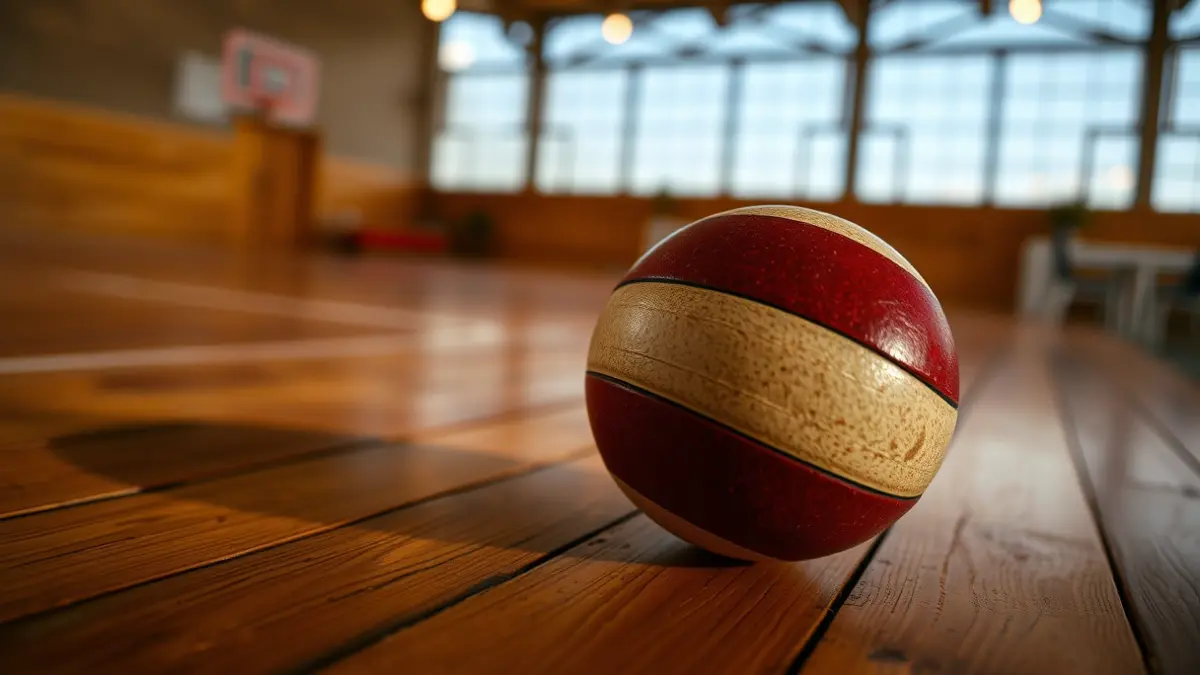 Generic image of a Basque pelota ball on a fronton floor.