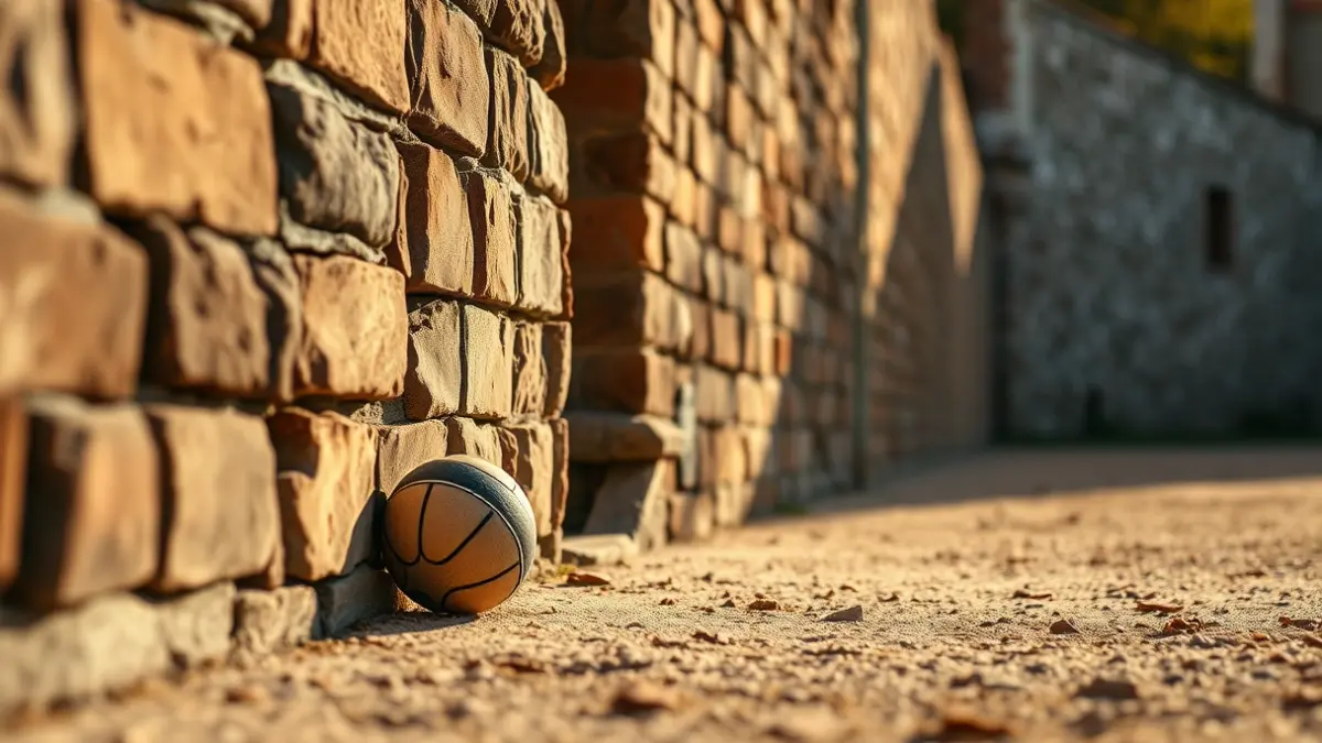 Imagen genérica de una pelota de pelota vasca en una pared de frontón.