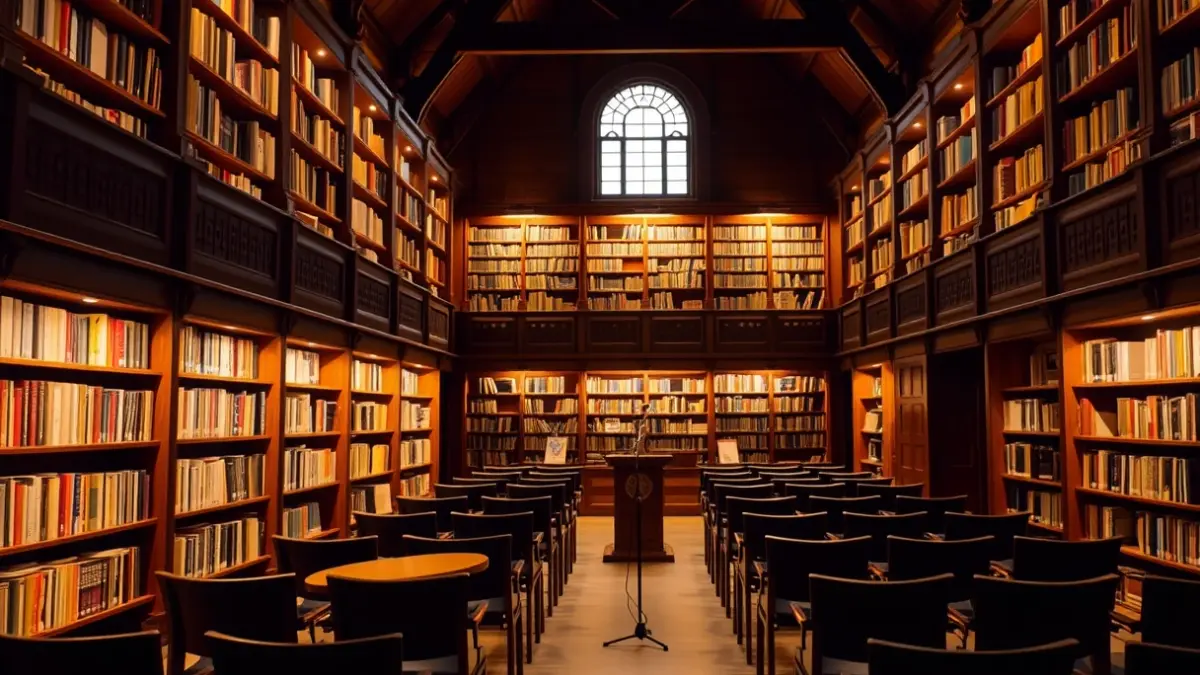 Generic image of a library with a cozy reading atmosphere.