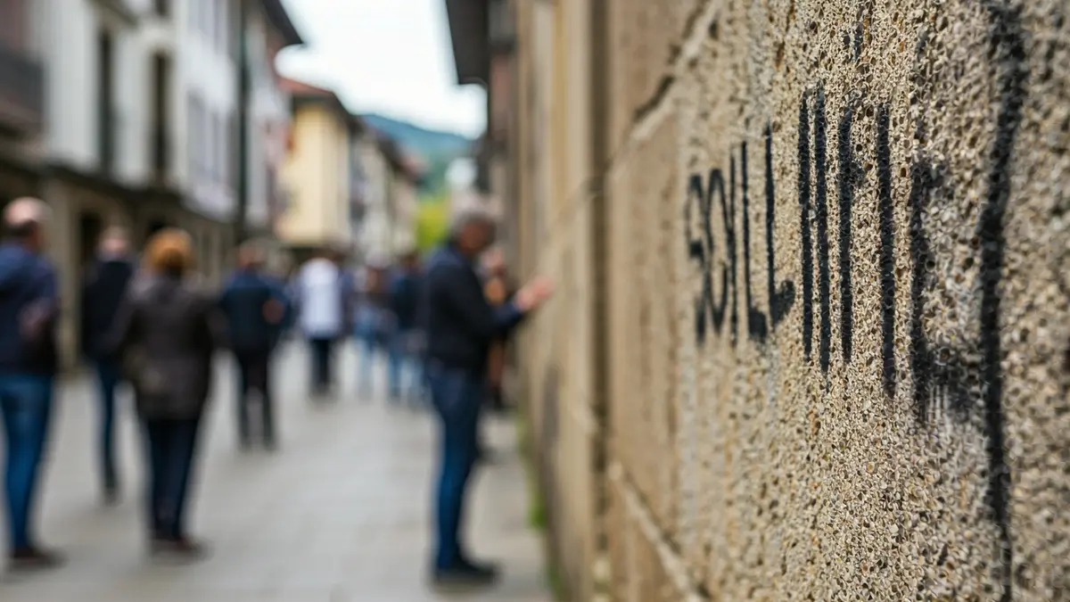 Irudi generikoa horma batean egindako pintaden, testu lausoarekin.