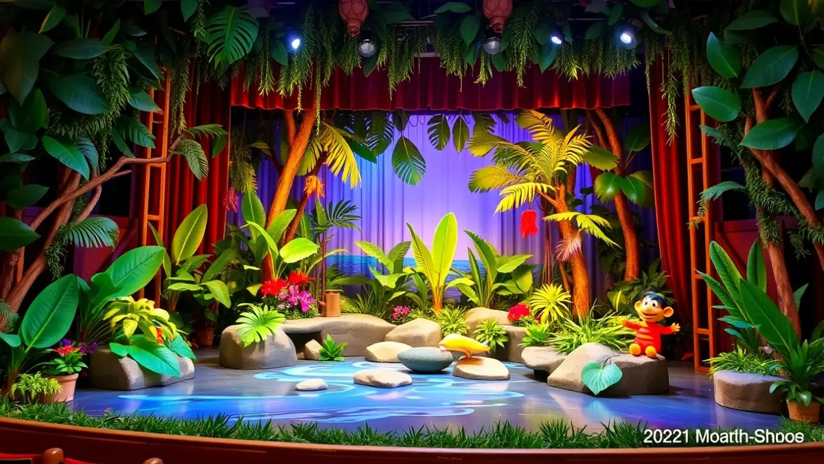 Generic image: a colorful stage with jungle decorations, suggesting a children's show atmosphere.