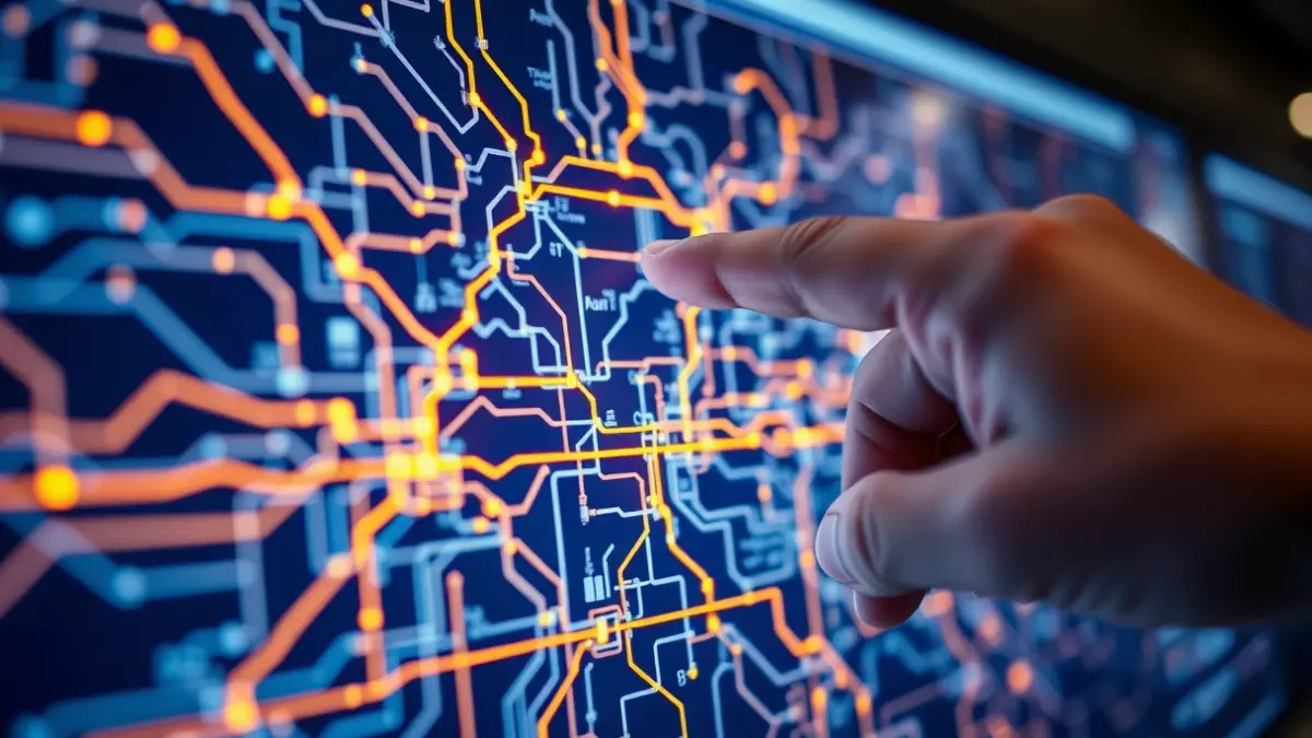 Irudi generikoa energia-sarearen mapa bat erakusten duena, proiektu elektrikoak irudikatuz.
