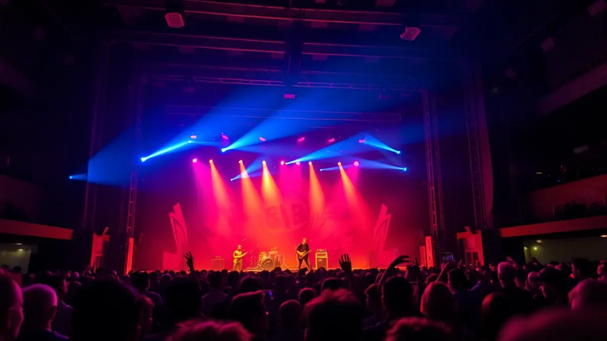 Irudi generikoa rock kontzertu baten eszenatokiaren eta ikusleen energiaz betetako giroarena.