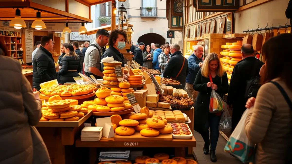 Generic image showing the market atmosphere at San Prudencio festivities, with stalls and people.