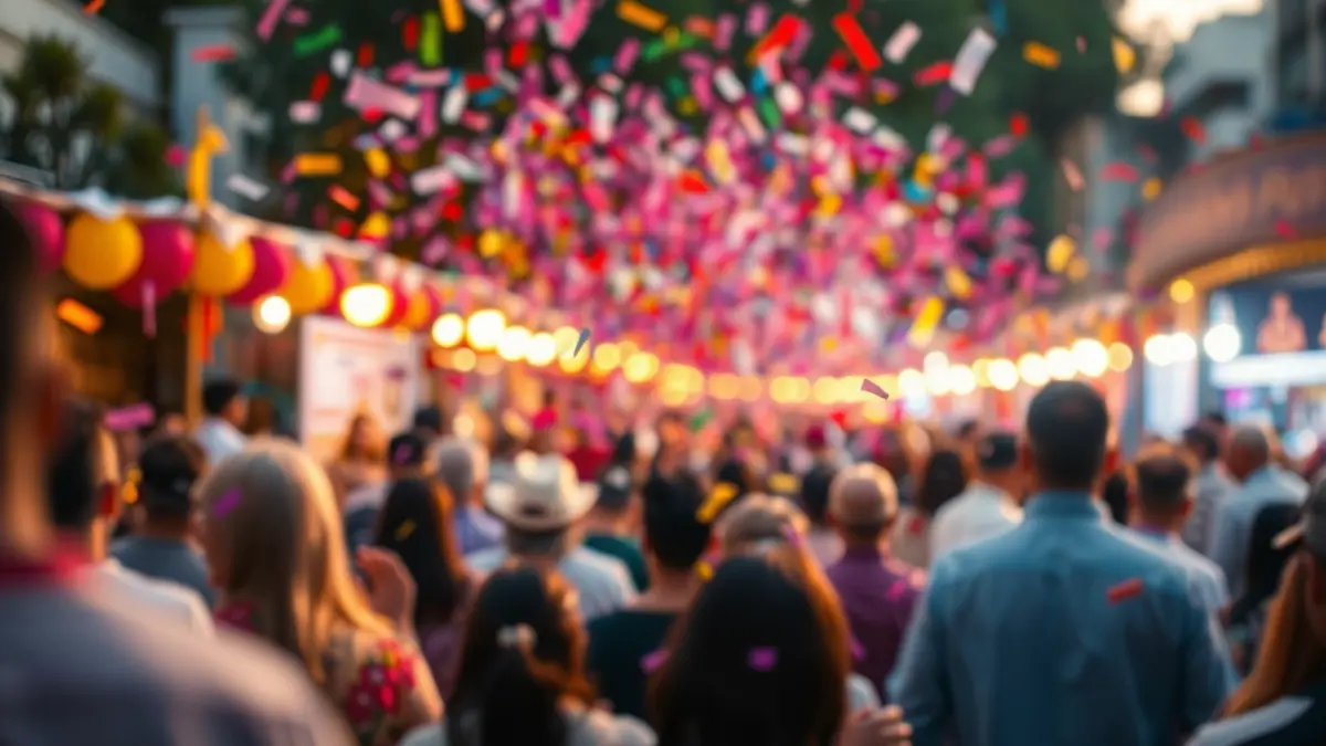 Imagen genérica de ambiente festivo, con gente y confeti.