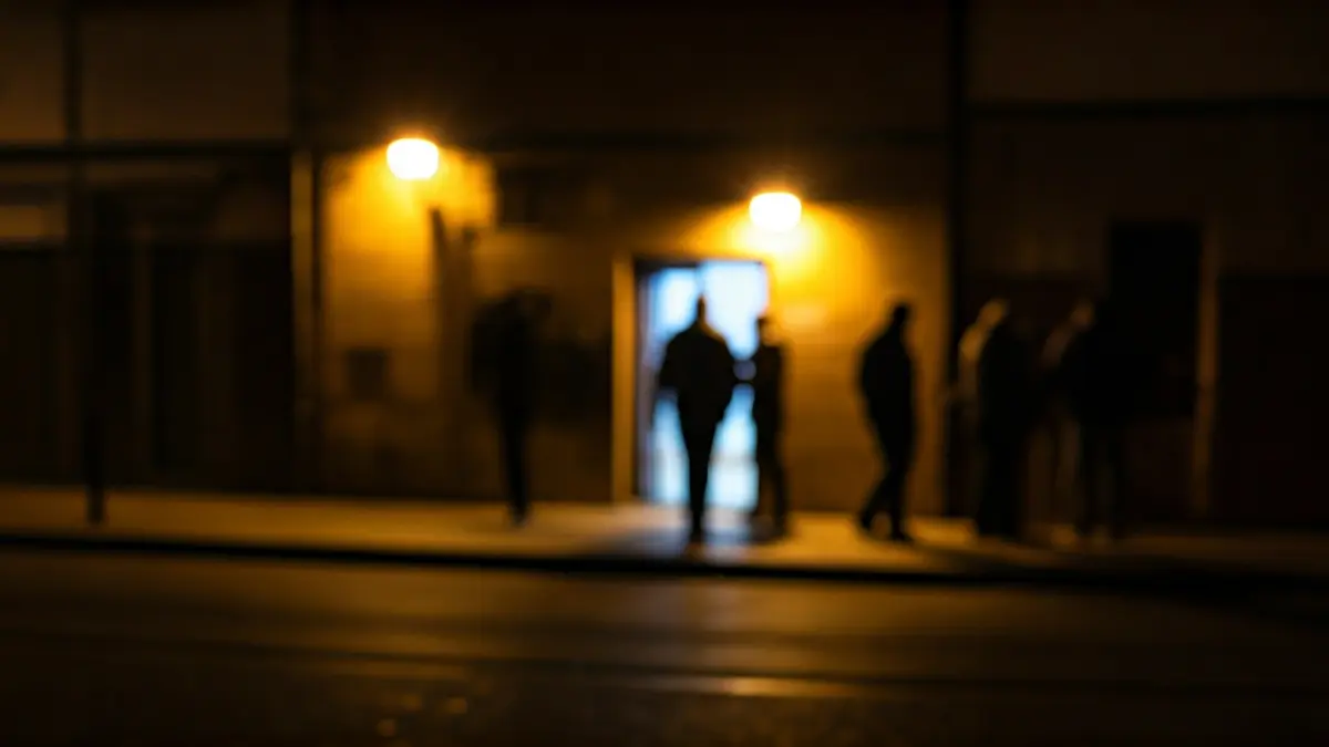Imagen genérica de la silueta de una persona entrando en el portal de una vivienda por la noche, sugiriendo una intrusión en la privacidad.
