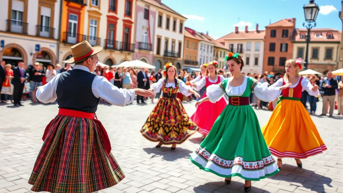 Grupo de danza tradicional vasca en una celebración en Santurtzi.