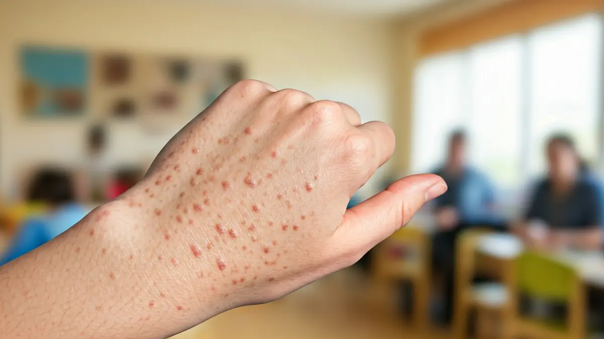 Imagen genérica de una mano mostrando síntomas de un caso de sarna.