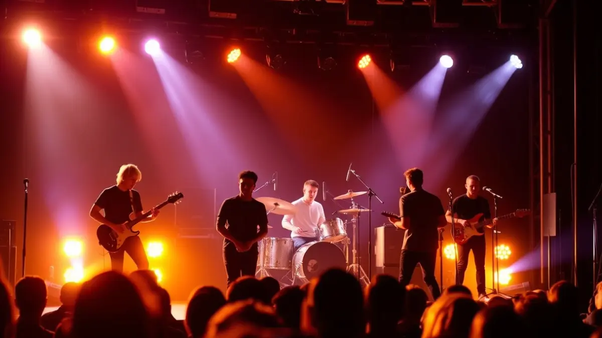 Irudi generikoa eszenatoki batean jotzen duten musikari gazteena.