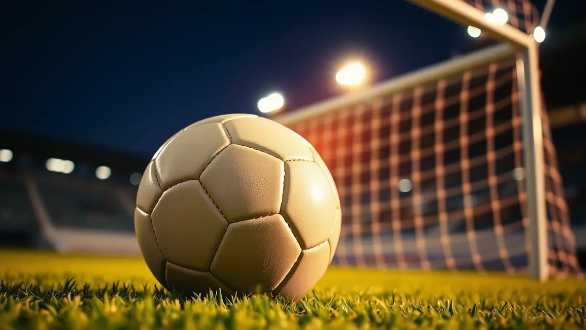 Imagen genérica de un balón de fútbol sobre césped verde, con la red de la portería difuminada al fondo.
