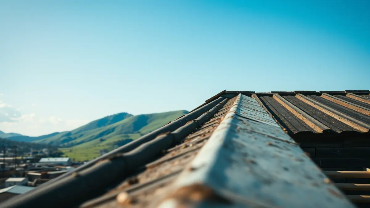 Generic image of a weathered industrial roof in Sestao before asbestos removal.