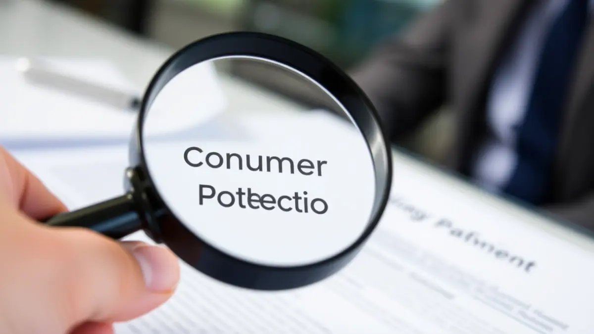 Irudi generikoa kontsumitzaileen babesari eta aholkularitza juridikoari buruzko dokumentu bat aztertzen duen esku baten irudia.