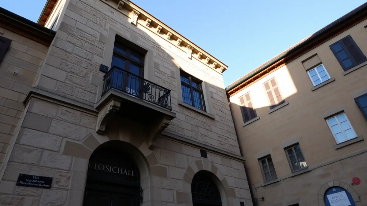 Fachada del ayuntamiento de Sestao, bajo la luz del sol