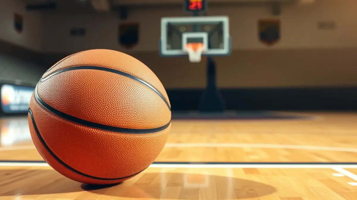 Generic image of a basketball on a court