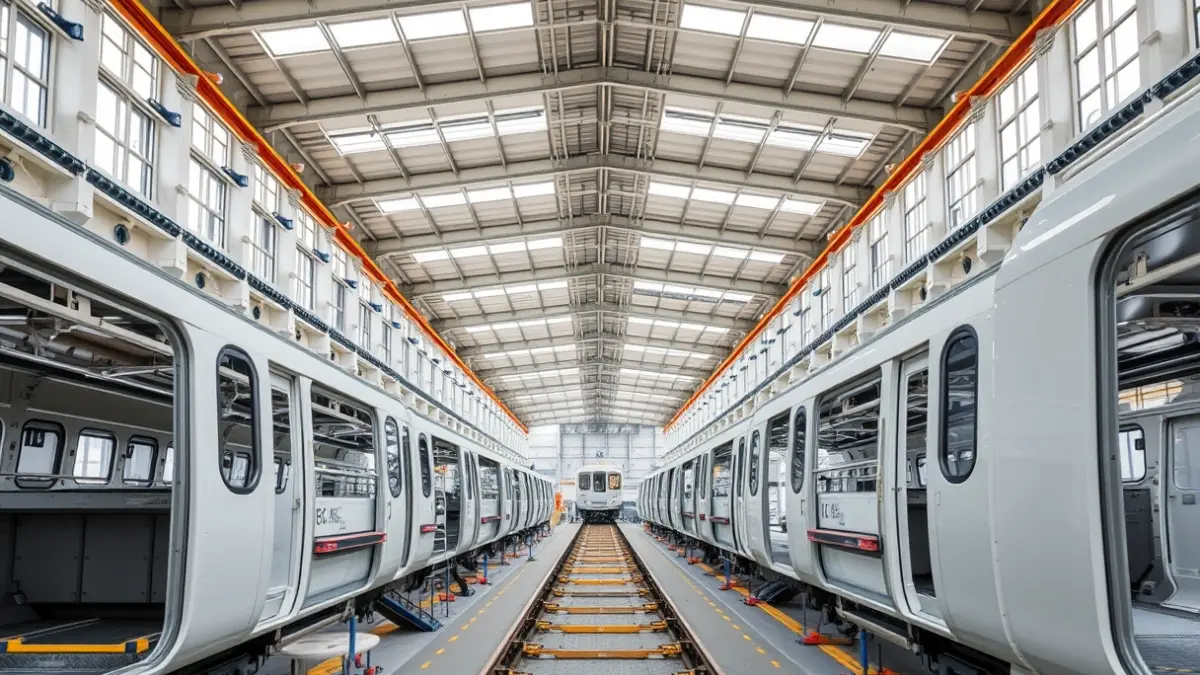 Imagen genérica de una planta de ensamblaje de trenes.