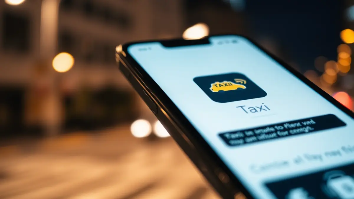 Generic image of a taxi request application on a mobile phone screen.