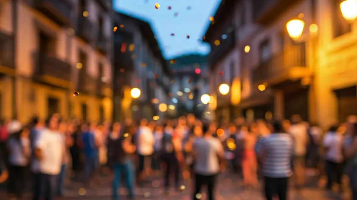 Imagen genérica de un ambiente festivo en un festival de folk en Tolosa, con gente disfrutando de la música en la calle.