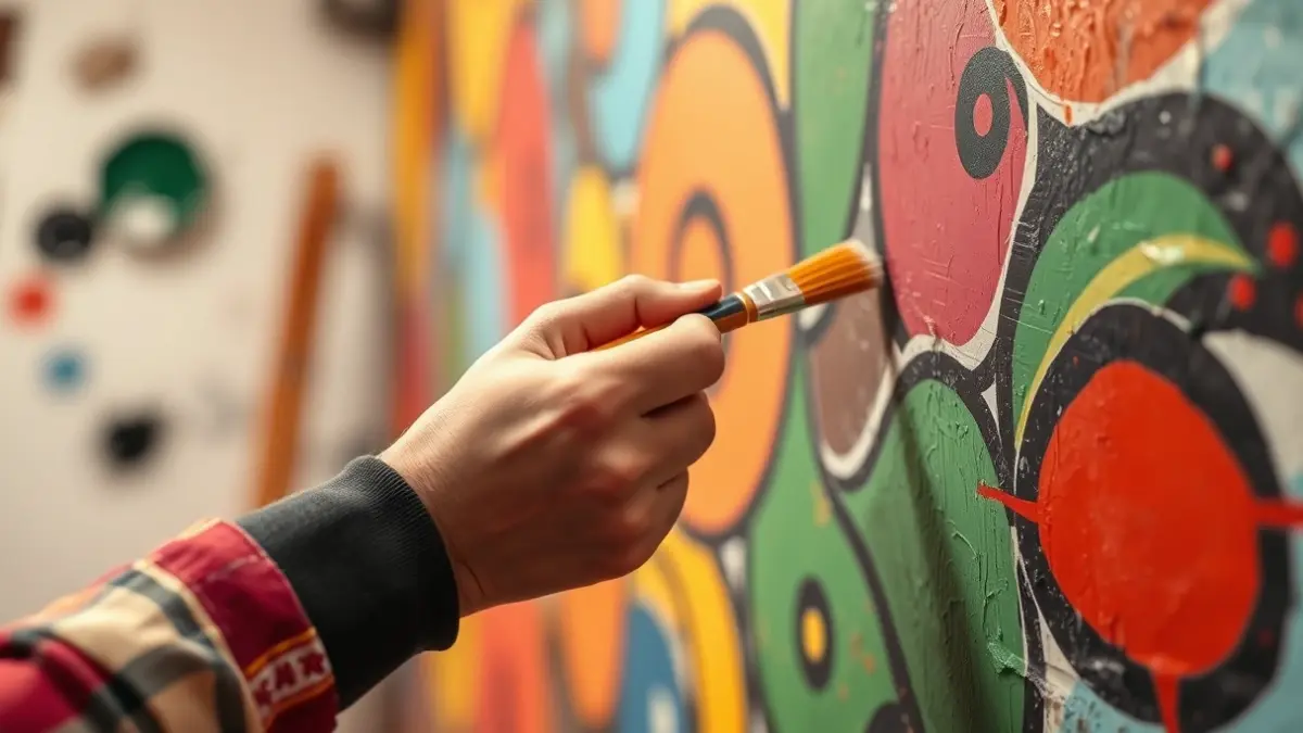 Generic image of a painter's hand applying vibrant colors to a wall.