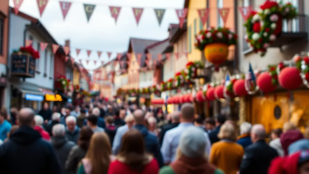 Imagen genérica de ambiente festivo en Tolosa, con gente y decoraciones coloridas.