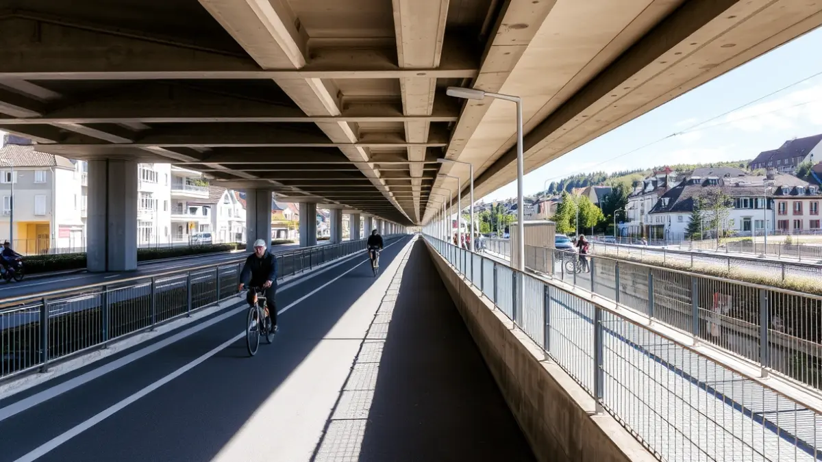 Image of the improved bidegorri between Usabal and Amaroz in Tolosa, under the N-I bridge.
