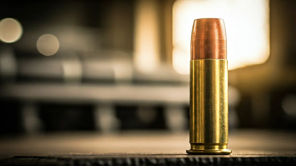 Imagen genérica de un cartucho antiguo con maquinaria industrial borrosa al fondo.