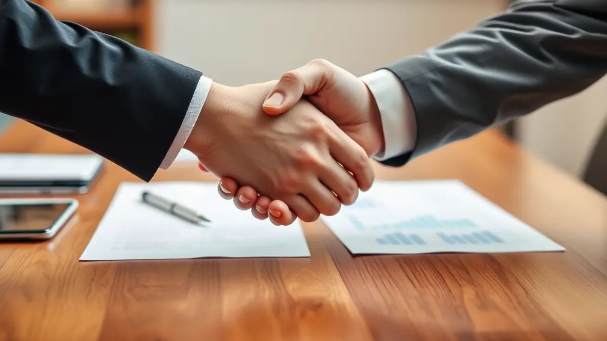 Imagen genérica de un símbolo de negociación, manos estrechándose sobre una mesa