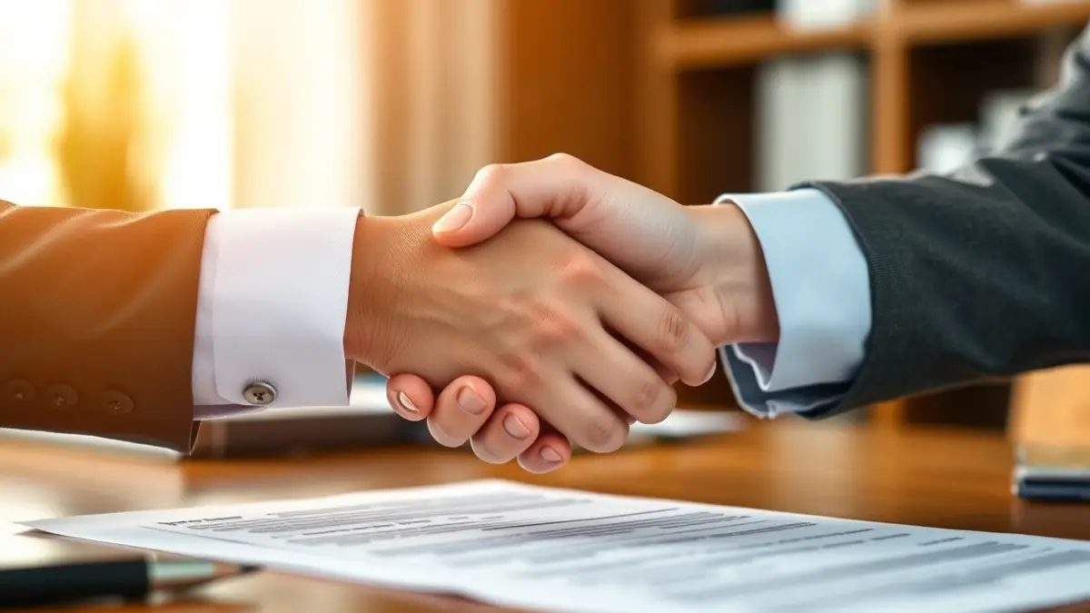 Irudi generikoa lan akordio bat sinatzen duten eskuena.