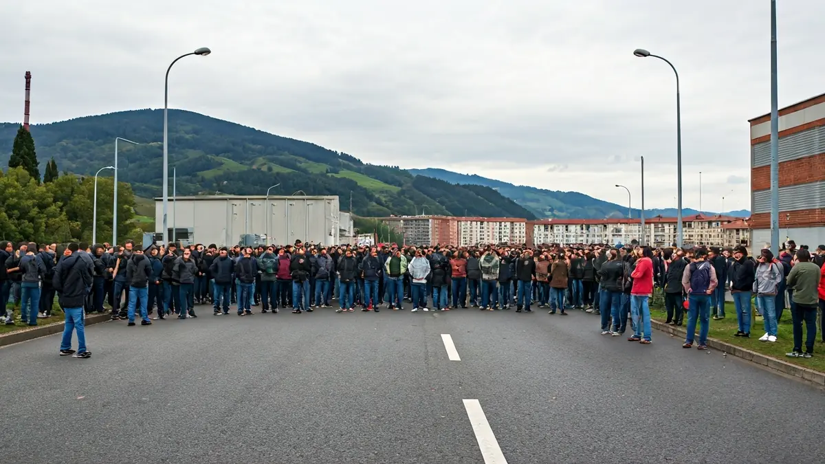 Road blocked in Amurrio, image of a protest.