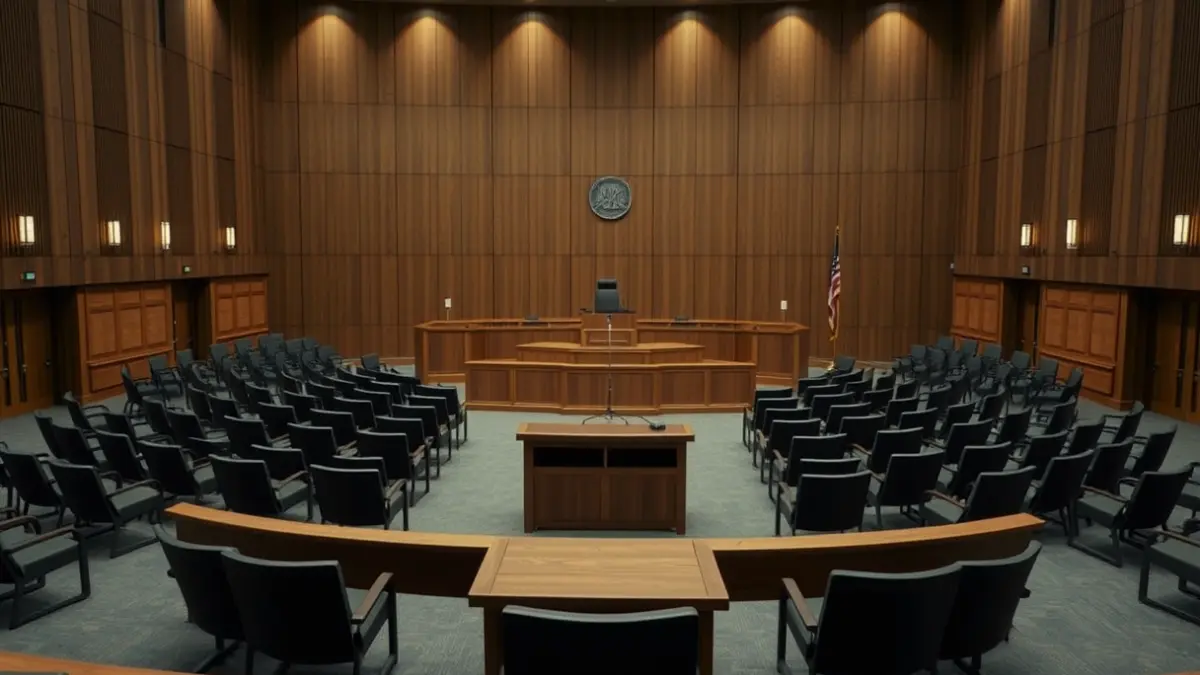 Generic image of a town hall council chamber, with empty chairs and a table.