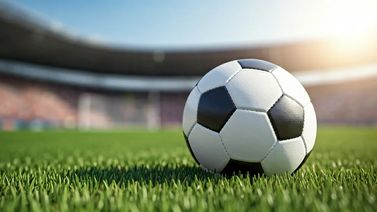 Imagen genérica de un balón de fútbol sobre césped, con la red de la portería difuminada al fondo.