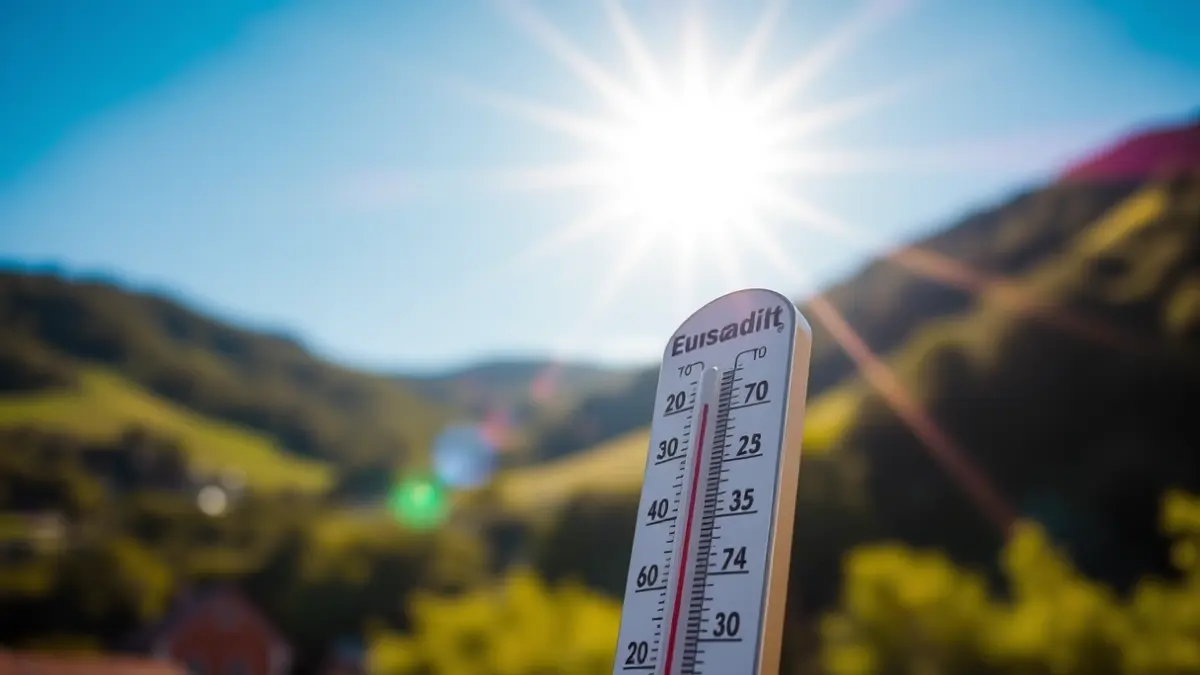 Irudi generikoa termometro batekin tenperatura altuak erakusten, eguzkipean.