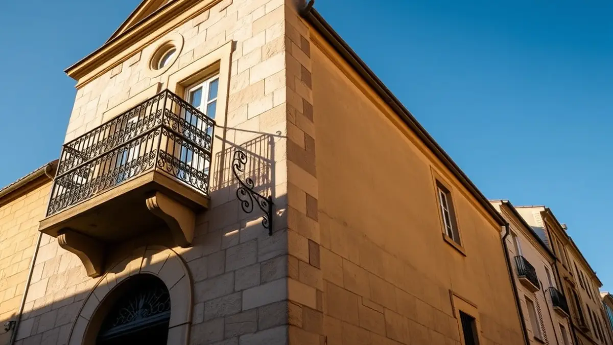 Facade of Zumaia town hall in sunlight
