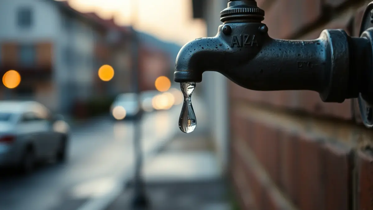 Imagen genérica de una gota de agua cayendo de un grifo, simbolizando la interrupción del suministro de agua.