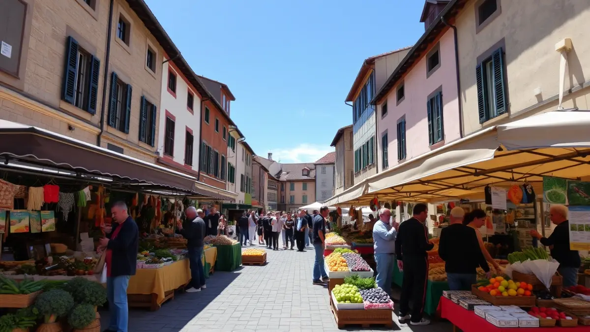 Generic image of Urduña's agroecological market, showing fresh produce and people.