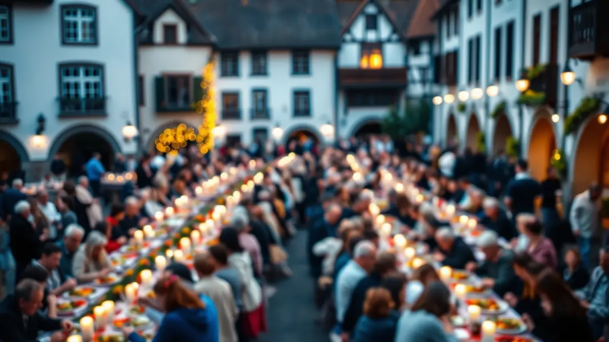 Urduñako Gernika Plazan ospatzen den herri bazkari jendetsu baten irudi generikoa.