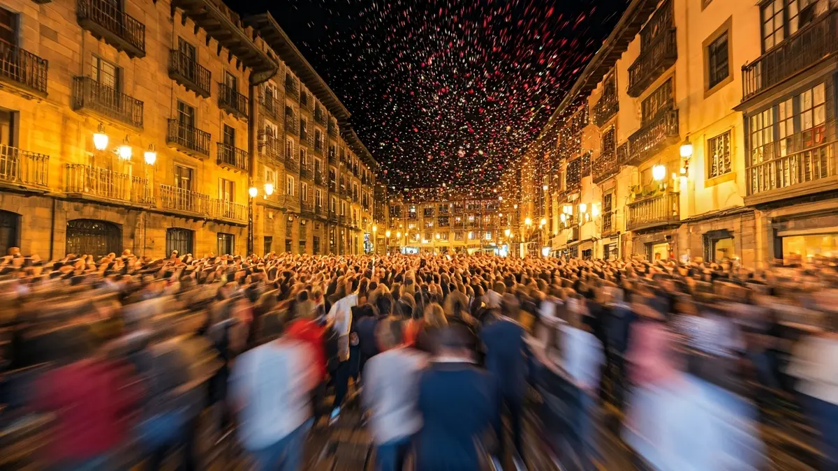 Irudi generikoa, jende anitza jai giroan ospatzen.