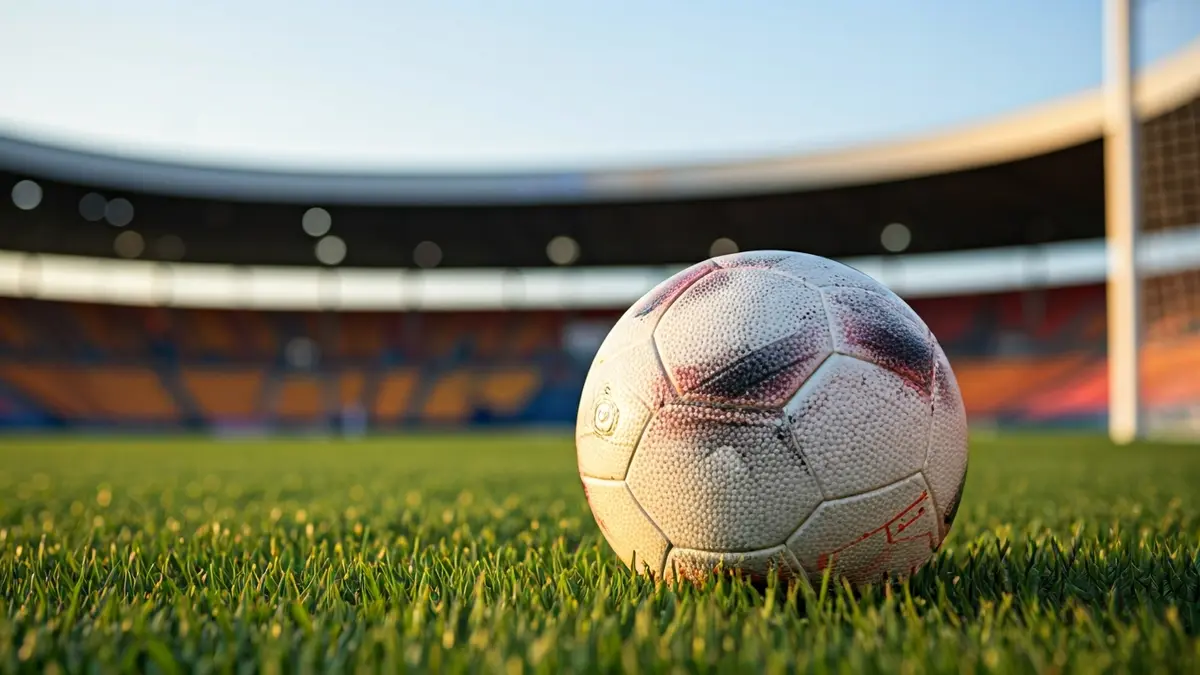 Irudi generikoa futbol baloi bat belar gainean, sare bat atzealdean lausotuta.